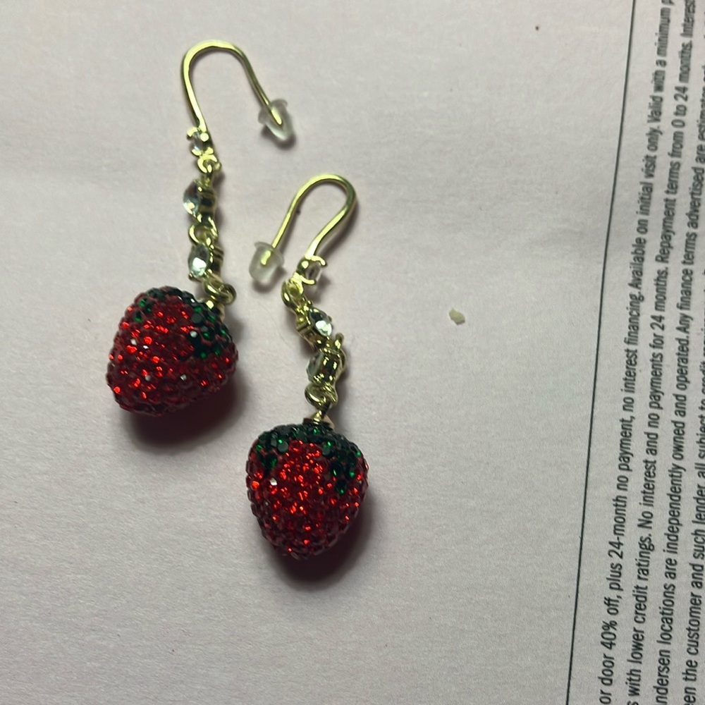 Rhinestone, sparkling strawberry earrings